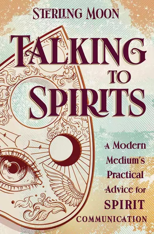 Talking to Spirits book cover featuring an illustrated eye with intricate mandala designs and the subtitle &