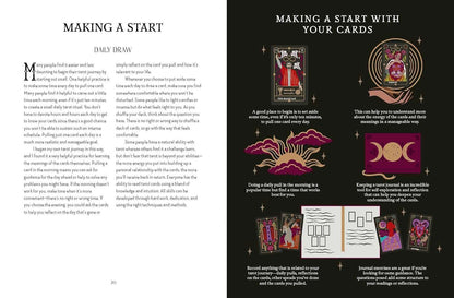 Interior pages of Tarot Magick by Lindsay Squire featuring botanical illustrations