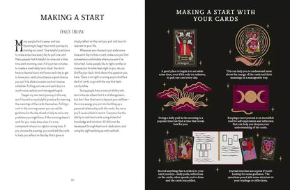 Interior pages of Tarot Magick by Lindsay Squire featuring botanical illustrations