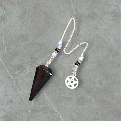 Black Obsidian Pentacle Hexagonal Pendulum