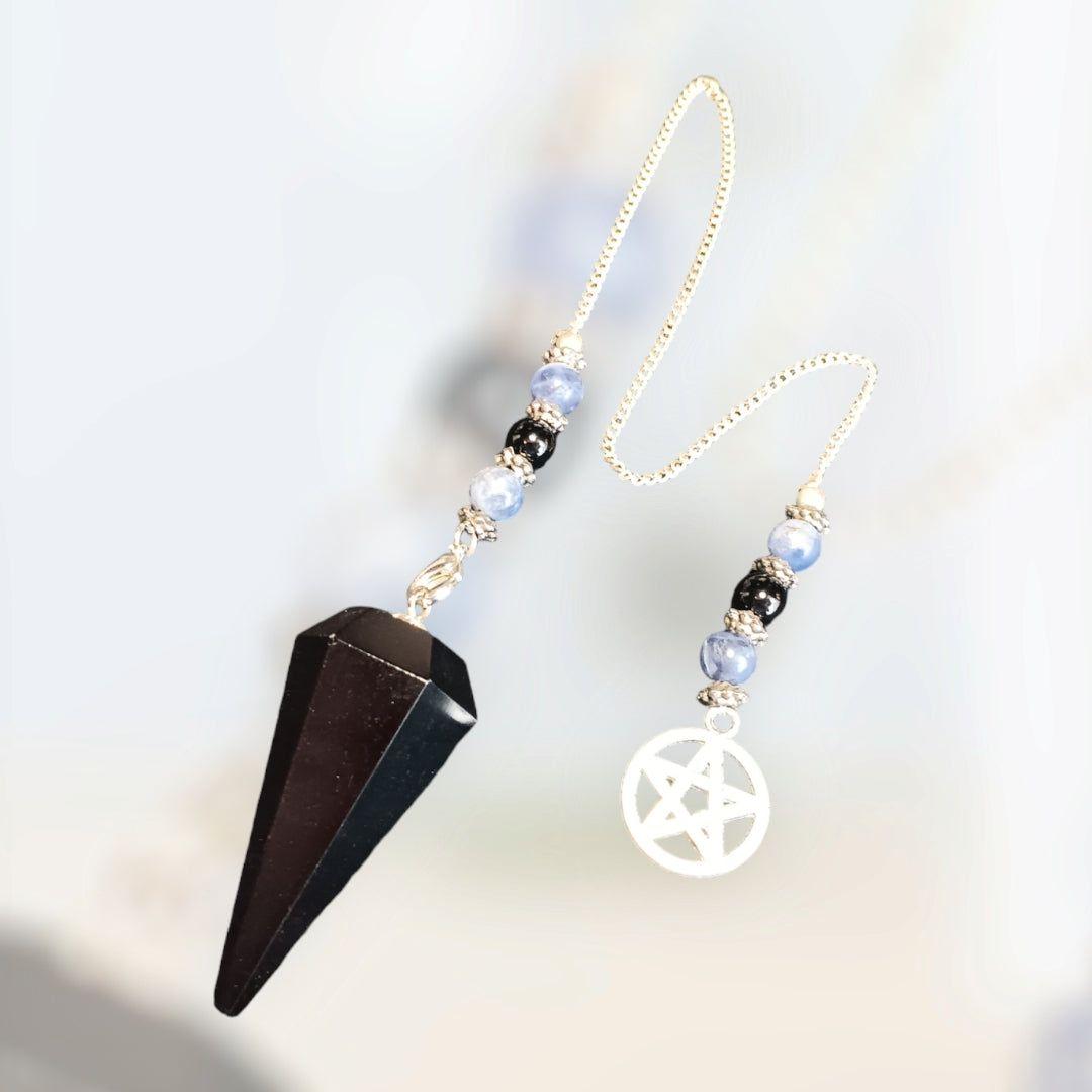 Black Obsidian Pentacle Hexagonal Pendulum