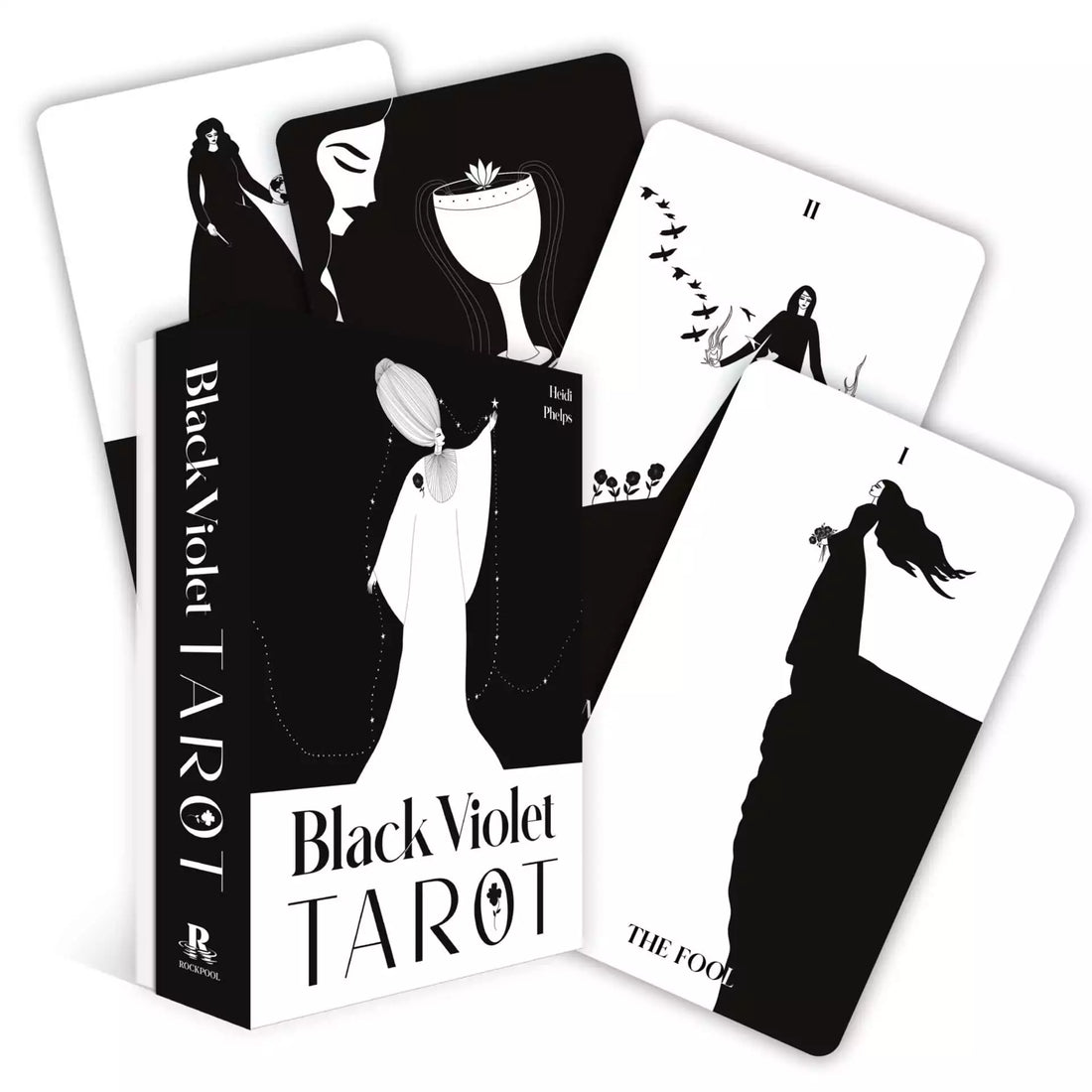 Black Violet Tarot deck box by Heidi Phelps with dark botanical gothic design