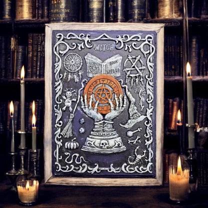 Book of Spells Tarot Box – Hand-Painted Cold Cast Resin Storage for Cards, Runes &amp; Keepsakes