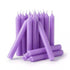 Lavender chime candles 20-pack — cluster of small purple-lavender ritual chime candles for peace, healing, and spiritual communication spell work.
