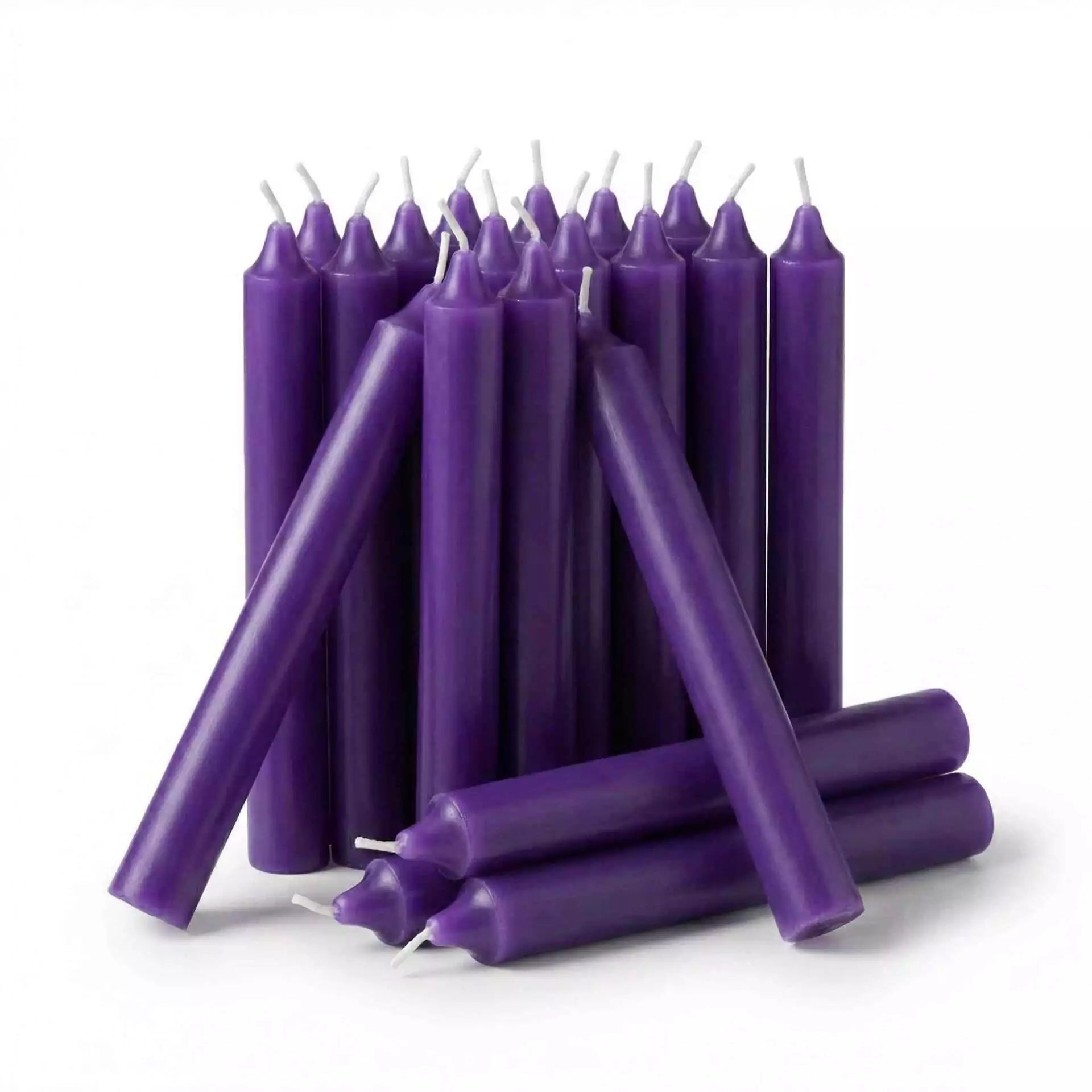 Pack of twenty purple 1/2-inch chime spell candles for divination third eye rituals psychic development and crown chakra candle magic workings