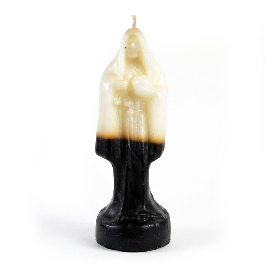 10" White/ Black Holy Death candle