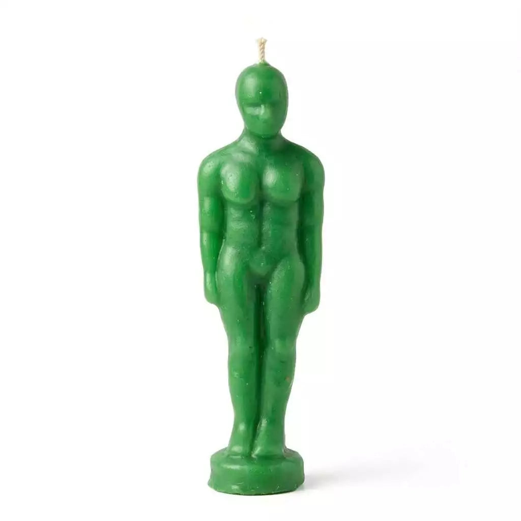 Green Man figural candle 6 and 3/4 inch tall for prosperity and money ritual spell work
