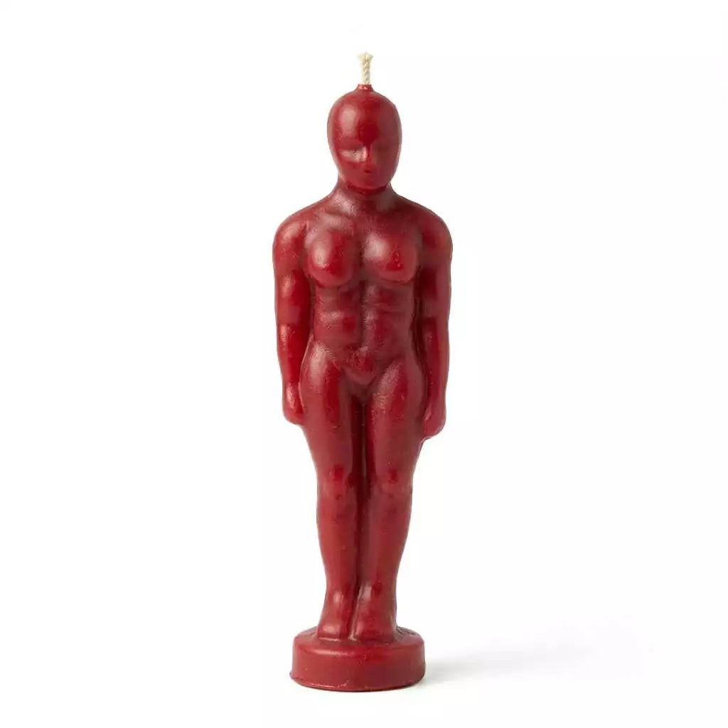 Red man figure candle 6 and 3/4 inch tall for passion power and love-drawing ritual spell work