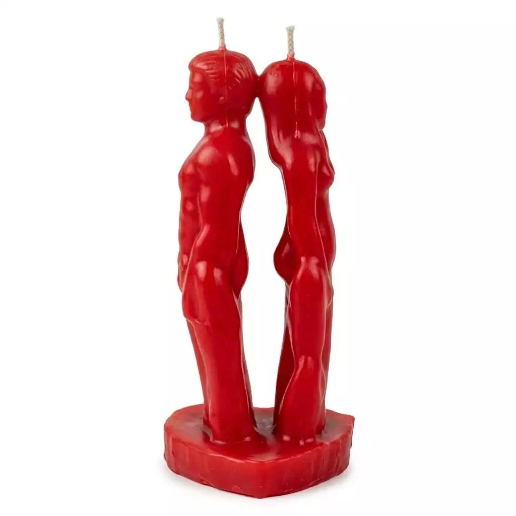 7 inch Red Separation candle showing ritual figure candle in red wax for break-up and separation workings in folk magic tradition