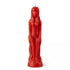 8-inch red wax candle sculpted as a standing female figure with a wick at the top, for hoodoo love, passion, and feminine power ritual use.