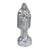 10-inch Santa Muerte silver Holy Death figure candle for justice, money, and fast-acting blessing rituals in Santa Muerte devotional folk magic tradition.