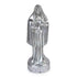 10-inch Santa Muerte silver Holy Death figure candle for justice, money, and fast-acting blessing rituals in Santa Muerte devotional folk magic tradition.