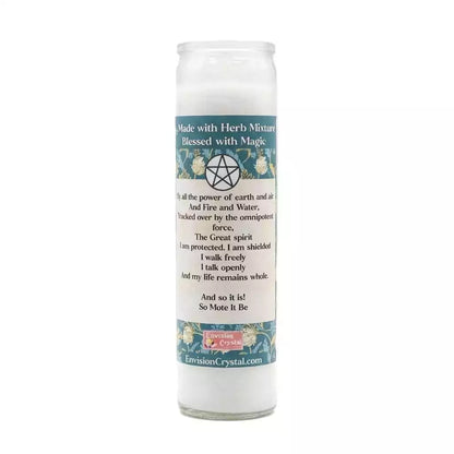 Side view of Pentacle Protection ritual jar candle showing warding symbolism for spiritual boundary and protection work