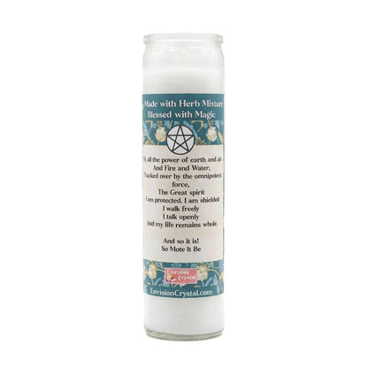 Side view of Pentacle Protection ritual jar candle showing warding symbolism for spiritual boundary and protection work