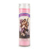 Tall pink devotional soulmate candle in glass jar featuring cherubic figure embracing a person on a spiritual label for love attraction rituals