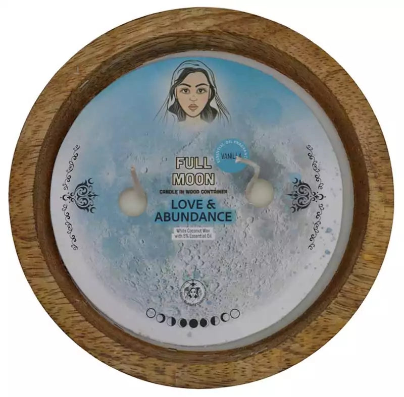 Full moon love and abundance ritual candle with 18 hour burn time for lunar ceremonies