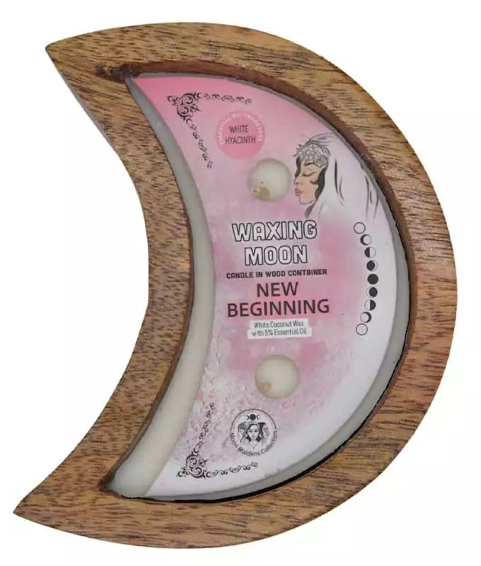 Waxing moon new beginning ritual candle with 12 hour burn time for lunar intention setting
