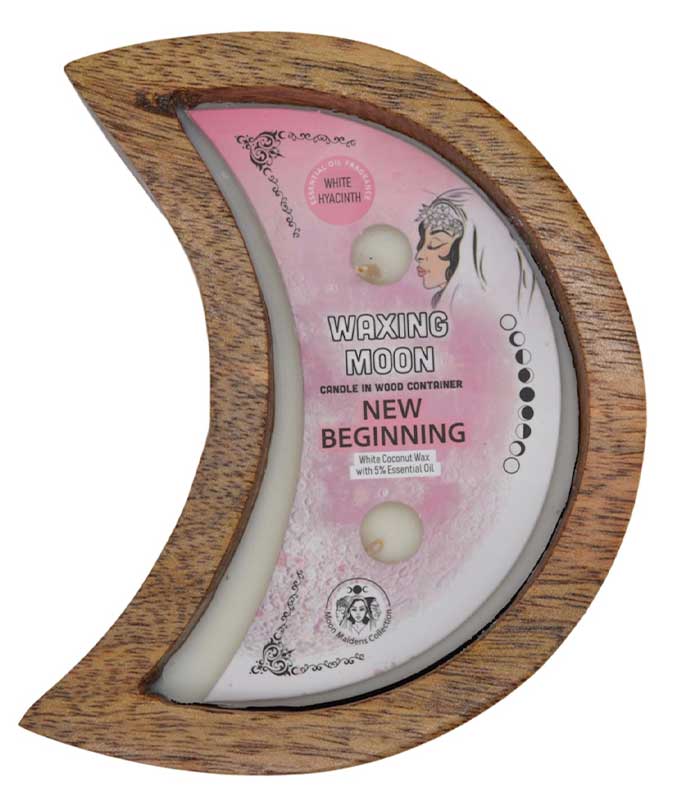 Waxing moon new beginning ritual candle with 12 hour burn time for lunar intention setting