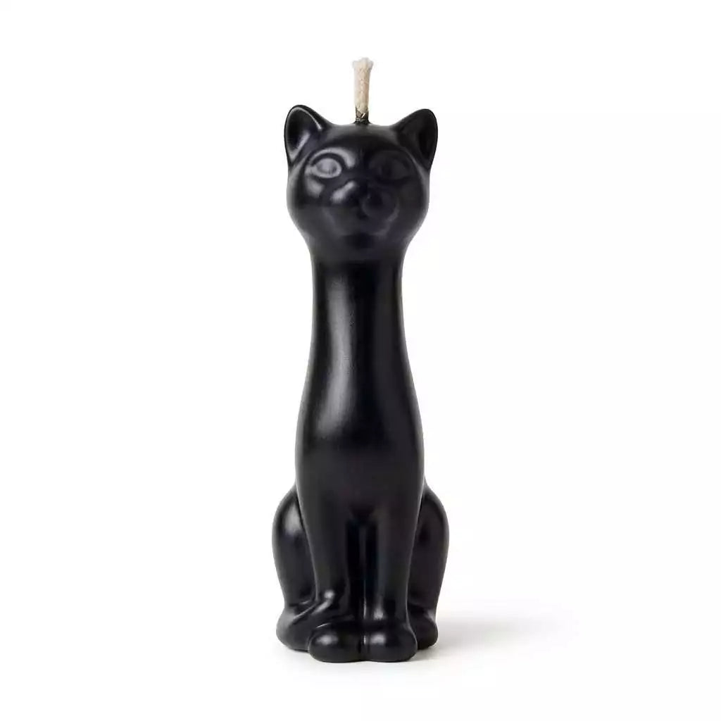 Black cat figural candle 5 and 1/2 inch tall for hoodoo luck jinx breaking and protective ritual work