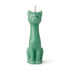 Green paraffin 5.5-inch cat figure candle for money drawing and abundance rituals, unscented and ready to dress with condition oils.