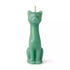 Green paraffin 5.5-inch cat figure candle for money drawing and abundance rituals, unscented and ready to dress with condition oils.