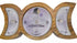 Crone Guidance and Vision triple moon candle on carved circular wooden display disc — decorative 60-hour ritual altar candle labeled with Guidance & Vision for crone goddess work.