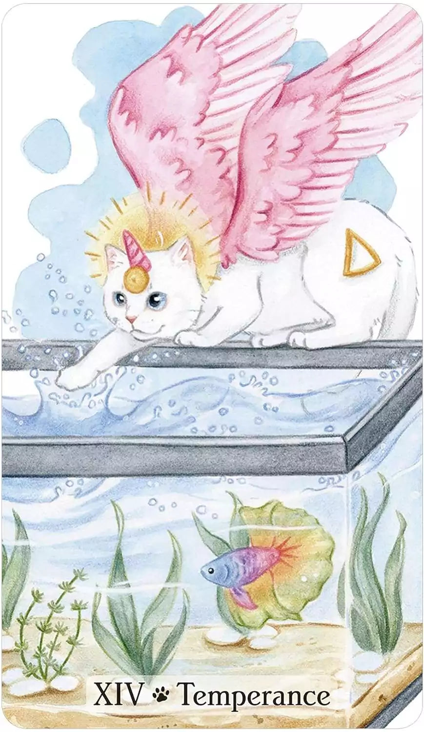 Caticorn Tarot major arcana card with adorable caticorn character illustration