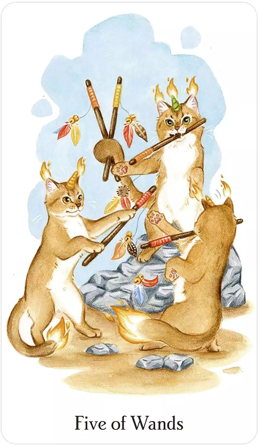 Caticorn Tarot card with pastel magical cat and unicorn themed artwork