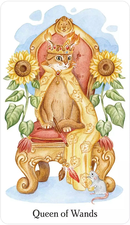 Caticorn Tarot minor arcana card showing cute whimsical cat in tarot scene