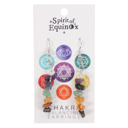 Chakra Balancing Crystal Chip Earrings – Seven Gemstones for Energy Healing &amp; Wellness