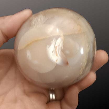 Cherry Flower Agate Sphere – 69mm Natural Crystal Sphere for Growth, Self-Discovery &amp; New Beginnings