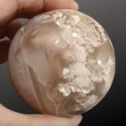 Cherry Flower Agate Sphere – 69mm Natural Crystal Sphere for Growth, Self-Discovery &amp; New Beginnings