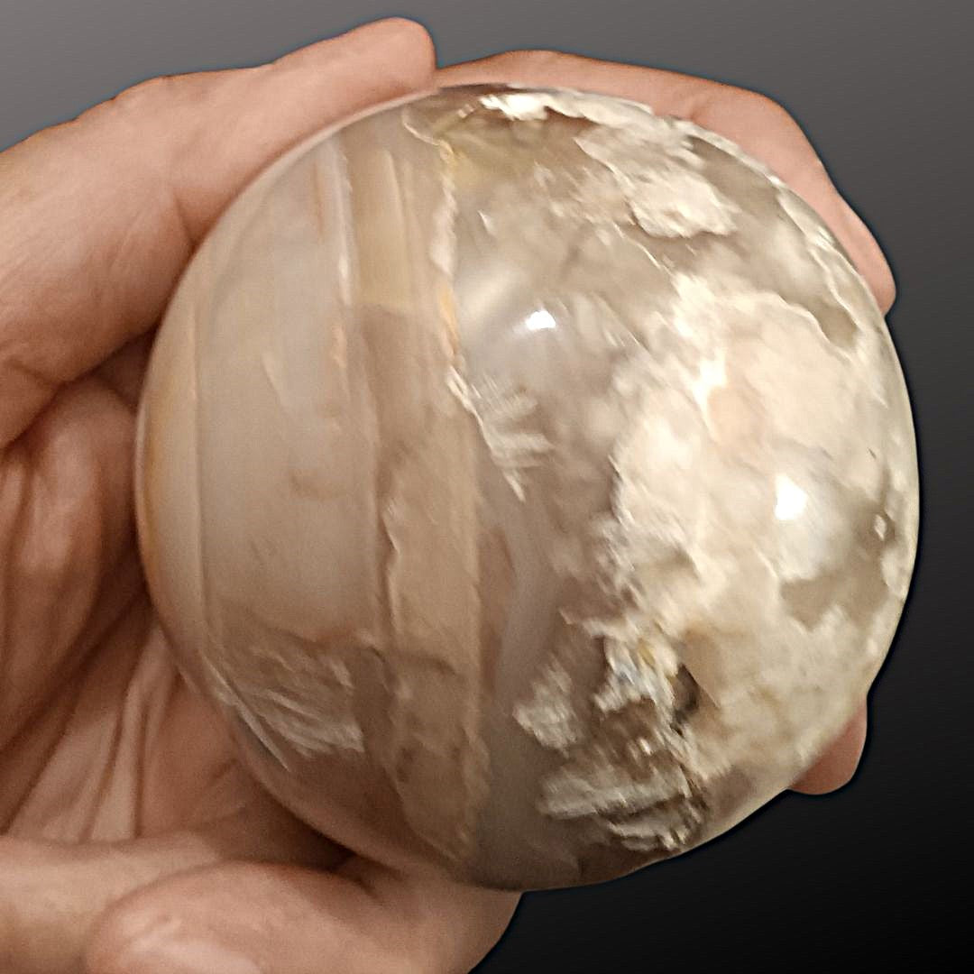 Cherry Flower Agate Sphere – 69mm Natural Crystal Sphere for Growth, Self-Discovery &amp; New Beginnings
