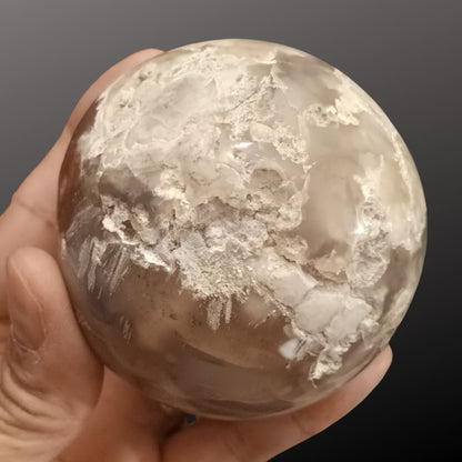 Cherry Flower Agate Sphere – 69mm Natural Crystal Sphere for Growth, Self-Discovery &amp; New Beginnings
