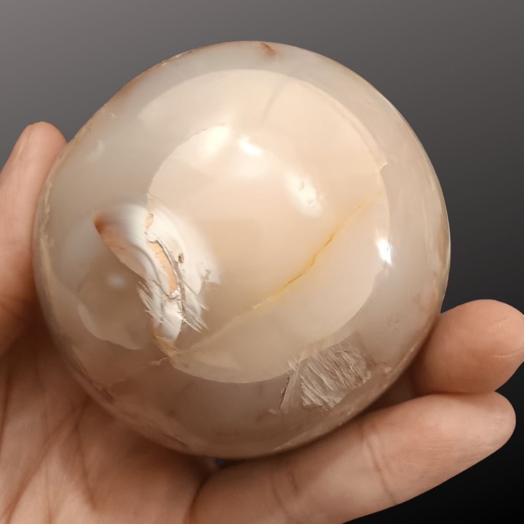 Cherry Flower Agate Sphere – 69mm Natural Crystal Sphere for Growth, Self-Discovery &amp; New Beginnings