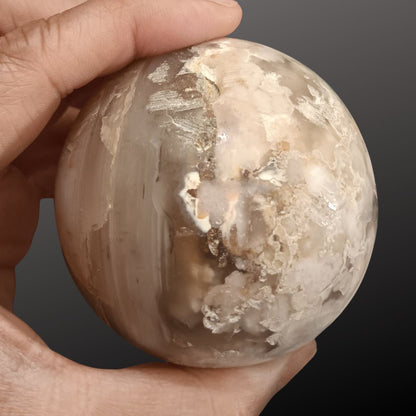 Cherry Flower Agate Sphere – 69mm Natural Crystal Sphere for Growth, Self-Discovery &amp; New Beginnings
