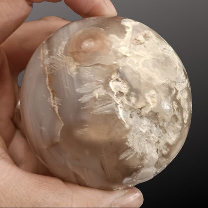 Cherry Flower Agate Sphere – 69mm Natural Crystal Sphere for Growth, Self-Discovery &amp; New Beginnings