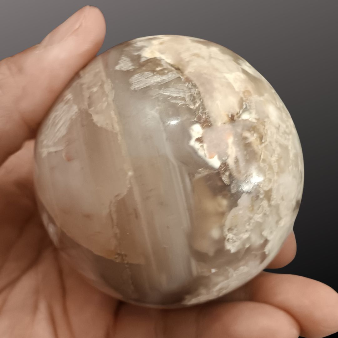 Cherry Flower Agate Sphere – 69mm Natural Crystal Sphere for Growth, Self-Discovery &amp; New Beginnings