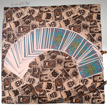Classic Tarot &amp; Black Cat Reading Mat, Deck Wrap &amp; Altar Cloth | Reversible Padded Tarot Accessory