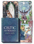 Celtic Astrology Oracle Deck cards showing illustrated wolf deer and woman with bird designs alongside decorative box, oracle reading set