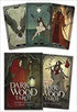 Dark Wood Tarot Deck and Book set by Sasha Graham and Abigail Larson — three illustrated tarot cards displayed with guidebook against a mystical dark forest backdrop.