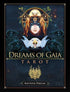 Dreams of Gaia Tarot deck cover featuring a central nature-adorned figure flanked by ravens and an eagle — vibrant, intricately detailed fantasy art.