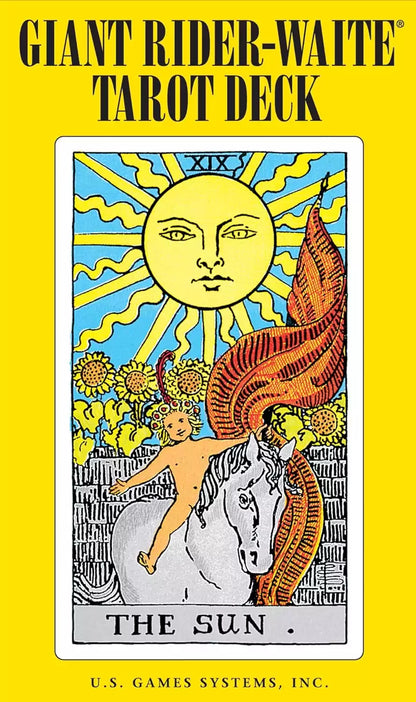 Giant Rider-Waite Tarot Deck box showing the oversized 4x6.5-inch card format — classic RWS artwork at jumbo scale.