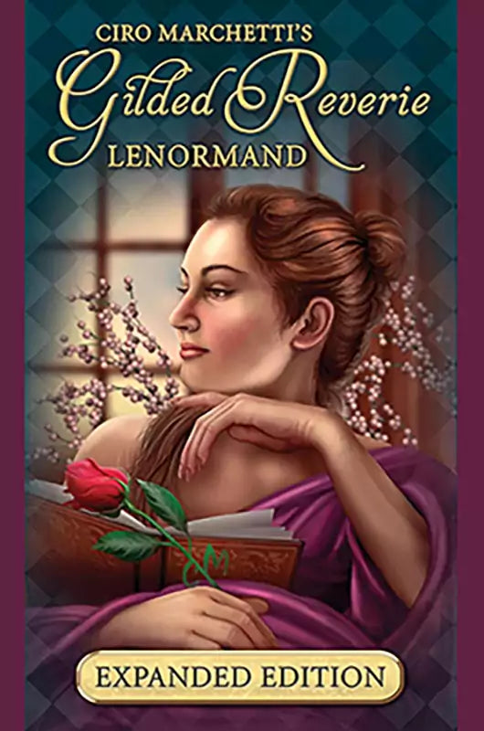 Gilded Reverie Lenormand deck box by Ciro Marchetti — expanded 47-card edition with gold-accent oil painting art for classic Lenormand cartomancy readings.