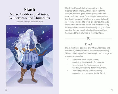 Goddess Oracle Deck guidebook open alongside illustrated goddess cards from Katja Perez&