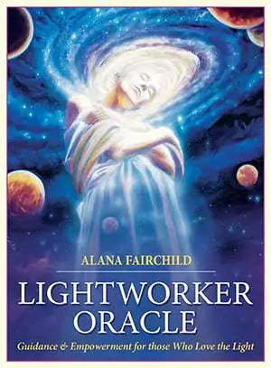 Lightworker Oracle deck box by Alana Fairchild — ethereal spiritual artwork on the cover with 44-card oracle set and guidebook.