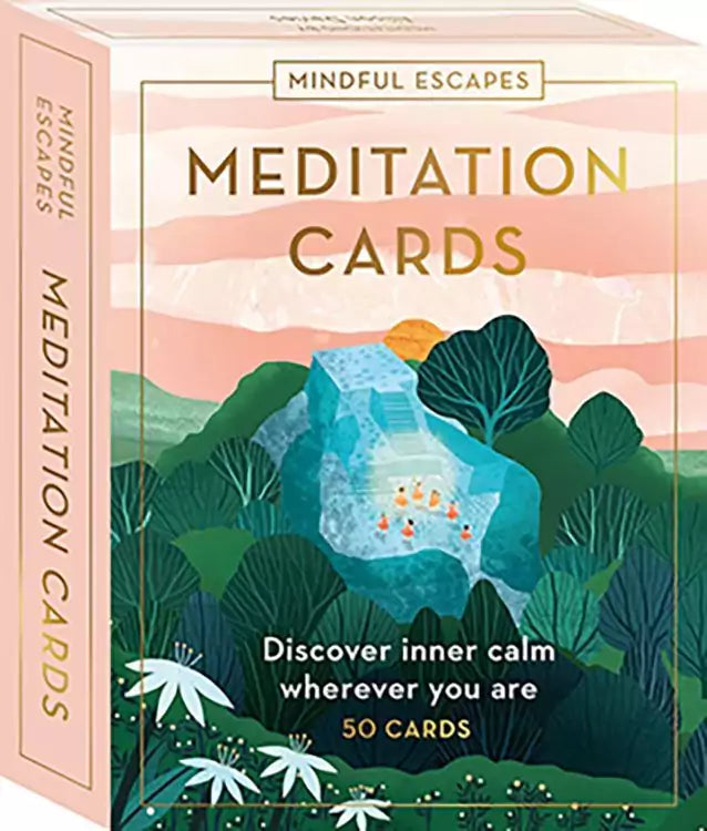 Meditation Cards by Amy Grimes deck box with serene landscape illustration for guided mindfulness and breathwork practice