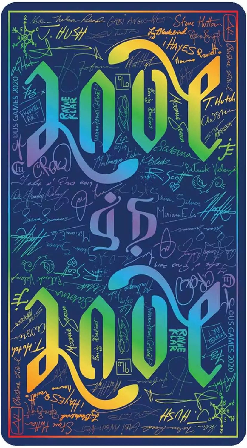 Back of Pride Tarot cards — colorful design featuring the phrase &