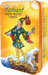 Radiant Rider-Waite Tarot pocket deck collectible tin — vibrant tin featuring the Fool card in jewel-toned Poshkus recoloring for travel tarot readings.