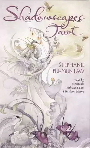 Shadowscapes Tarot Deck by Stephanie Pui-Mun Law — illustrated box cover with a fairy-like figure surrounded by nature in delicate watercolor style, representing the RWS-based deck.